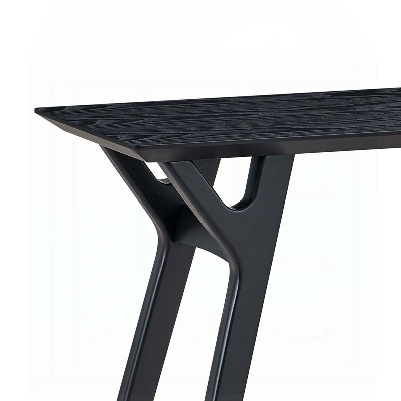 Versatile Narrow Console Table With Solid Wood Legs For Various Spaces, Black