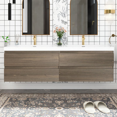 Terrah 72'' Double Bathroom Vanity with Resin Top
