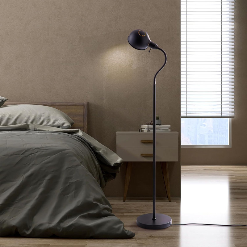 Nova - Lampe sur pied réglable avec col-de-cygne flexible et abat-jour rotatif, douille E26, base de 10 pouces - idéale pour la lecture, le chevet et le salon.