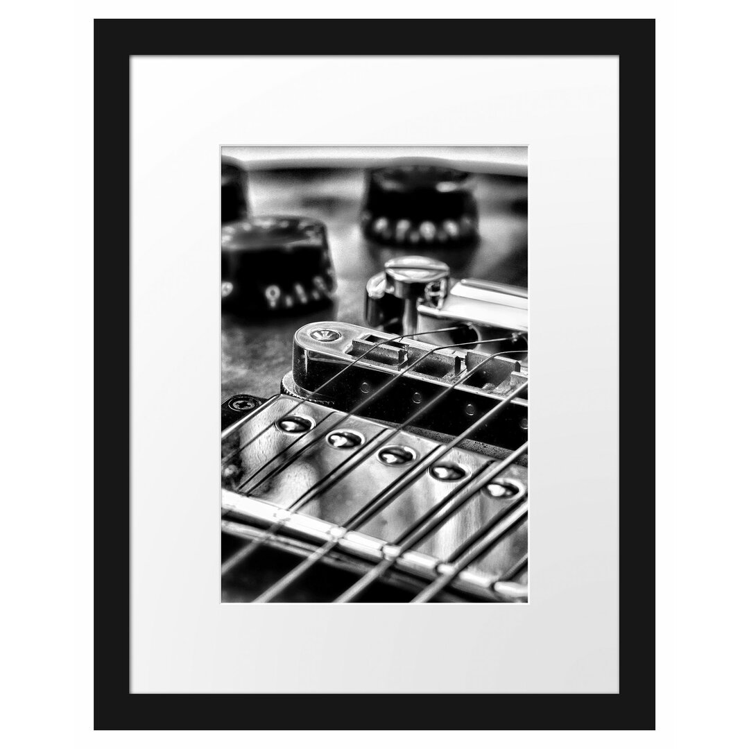 Gerahmtes Poster Black and White Guitar, Gitarre