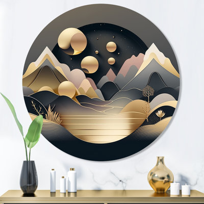 Décoration murale en métal Dreamy Golden Mountain II