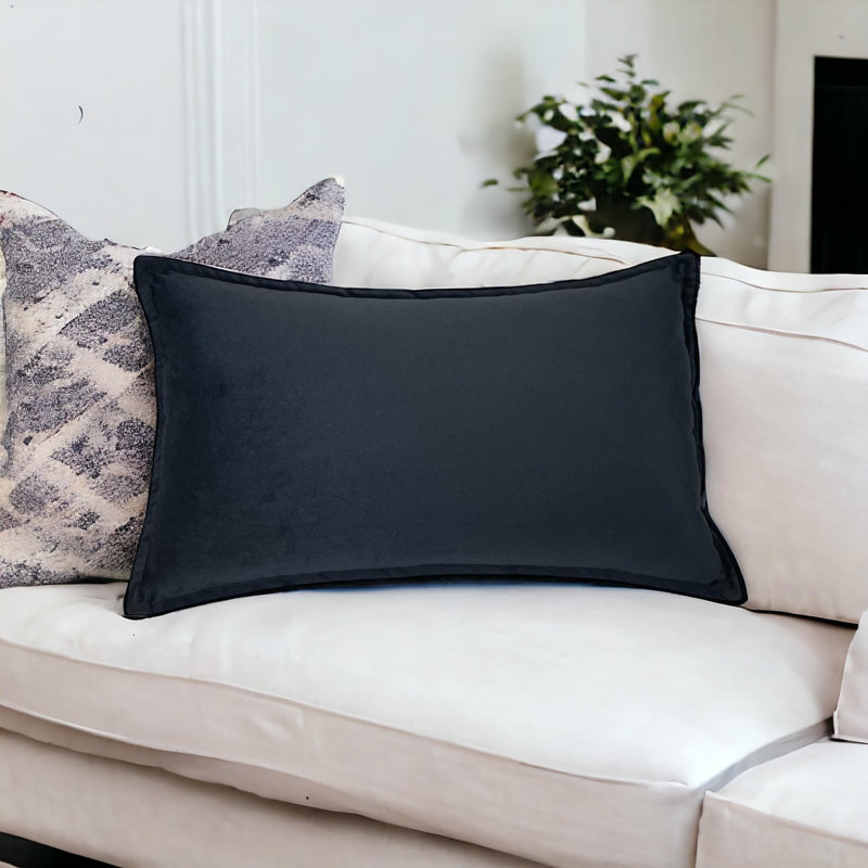 Rectangular Velvet Pillow Covers, Rectangular 12"H x 16"W, Black