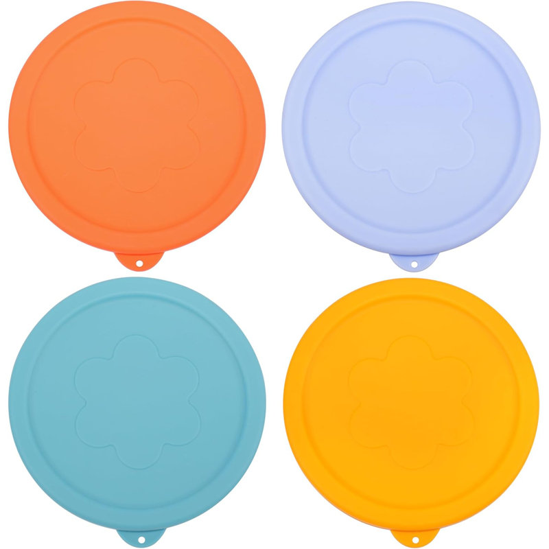 Paquet de 4 couvercles de rechange en silicone pour bols en verre à ancrage - Couvercles réutilisables multicolores résistants aux fuites
