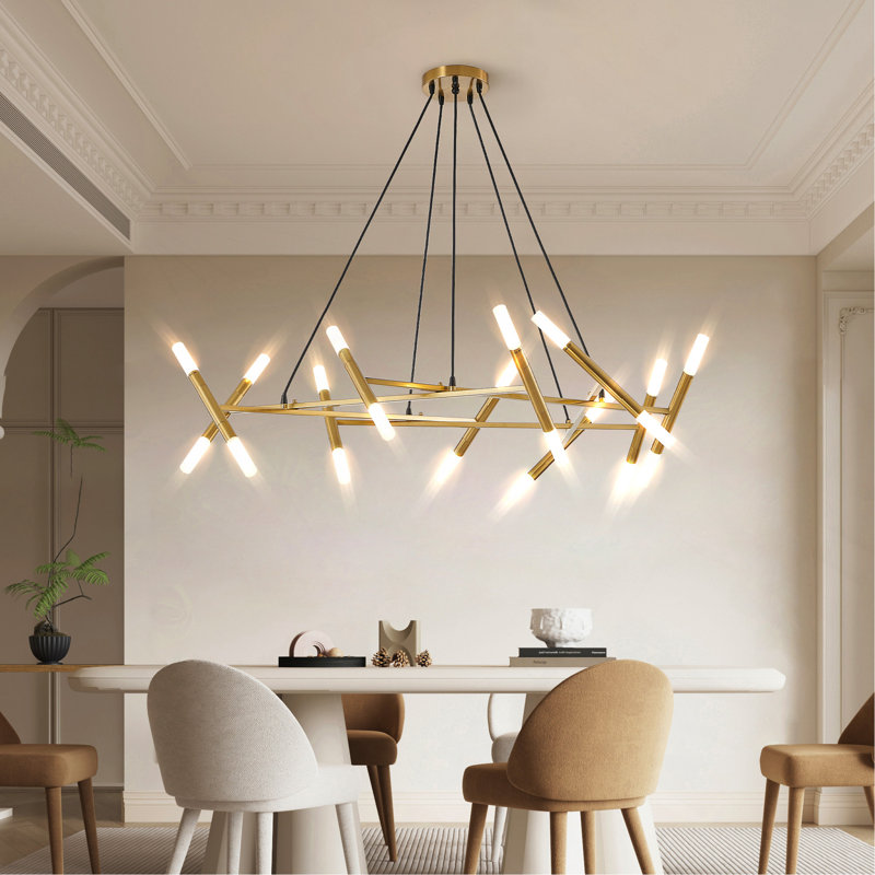 Luminaire lustre 41 po, Doré