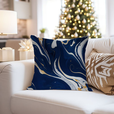 Abstract Blue & Gold Symphony IV Pillow Cover