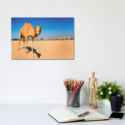 Camel In The Dessert With Dubai Skyline by Susanne Kremer - Wrapped Canvas Gallery-Wrapped Canvas Giclée