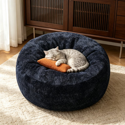 Pouf rond Star Sky de 120 cm avec rembourrage en fausse fourrure douce et mousse à mémoire de forme, canapé paresseux en fil argenté brillant pour le salon ou la chambre