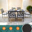 Outdoor Aluminum Display Table, Bourbon Brown, Umbrella Hole, Non-slip Pad Console Stable