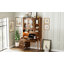47'' Retro Desk With Charging Ports And Hutch Cabinet (Not Include Stools)