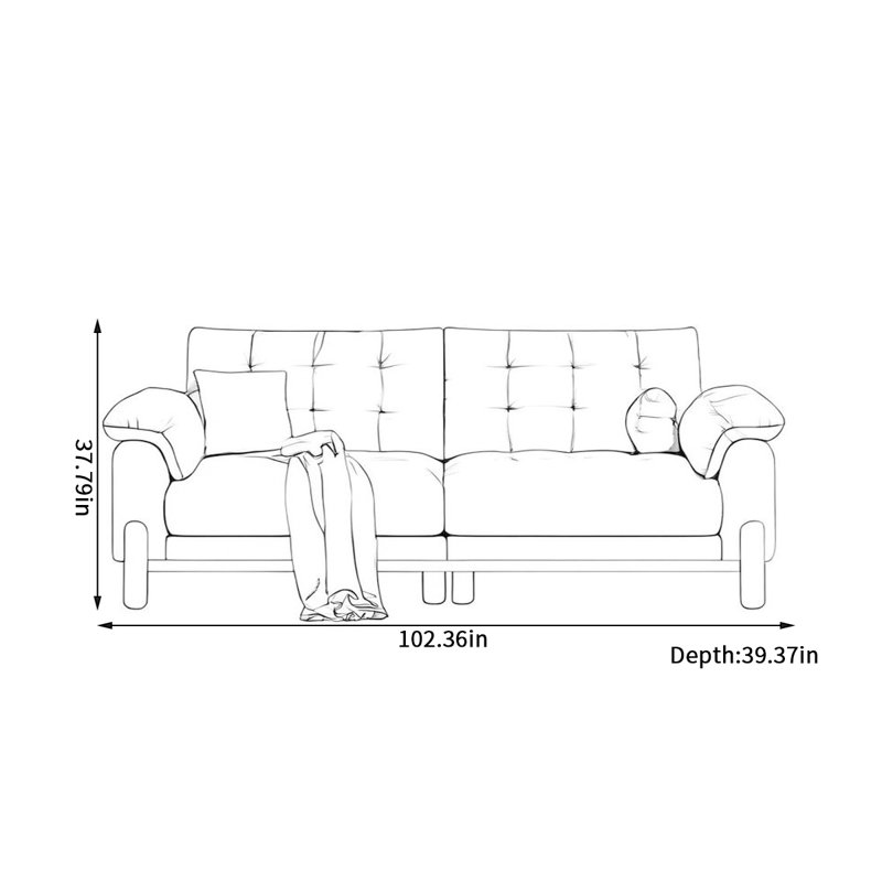 Canapé moderne et confortable en tissu, H 37,79 po x l 102,36 po x P 39,37 po, 4