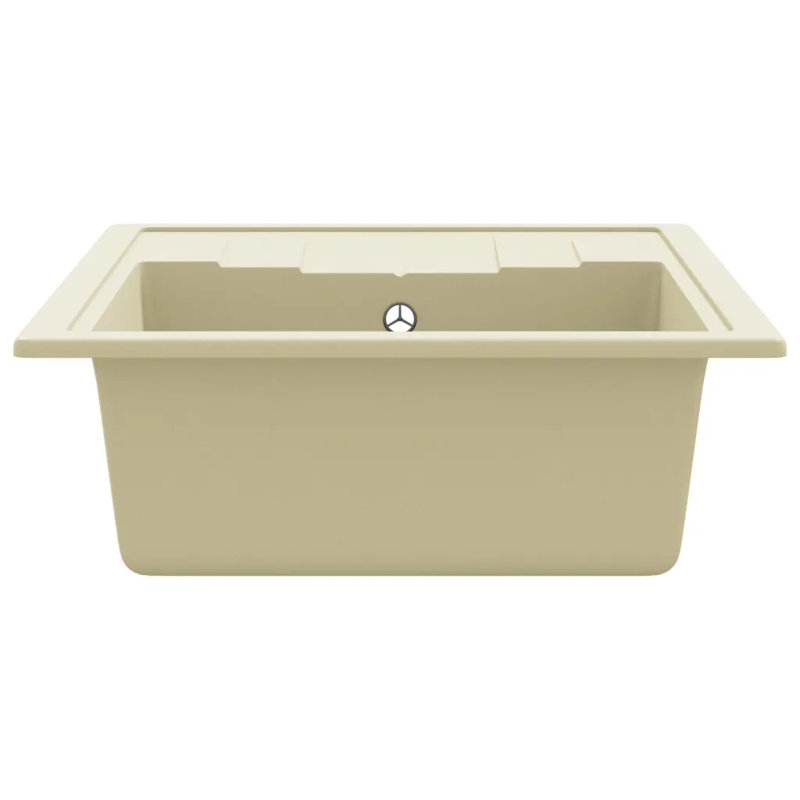 Belfry Kitchen Austin 440mm W Single Bowl Stone Kitchen Sink with 1 Faucet Hole, Beige