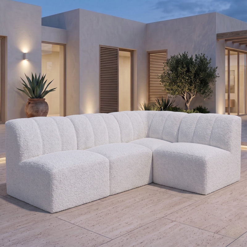 Ensemble de canapé modulaire rembourré 4 pièces avec tissu Sunbrella Praia Essie, Non