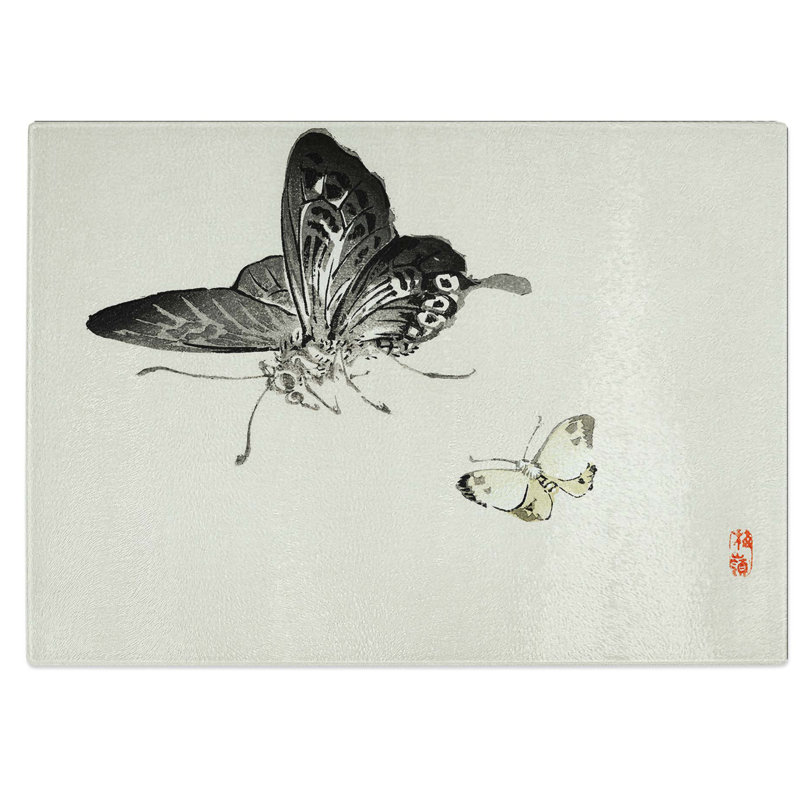 Tempered Glass Butterflies Chopping Board, 28.5 cm W x 20 cm L