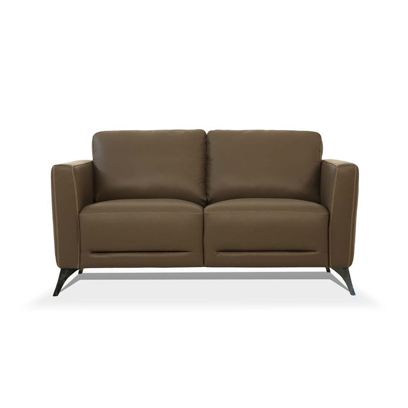 Causeuse en cuir avec pieds en métal, Similicuir taupe