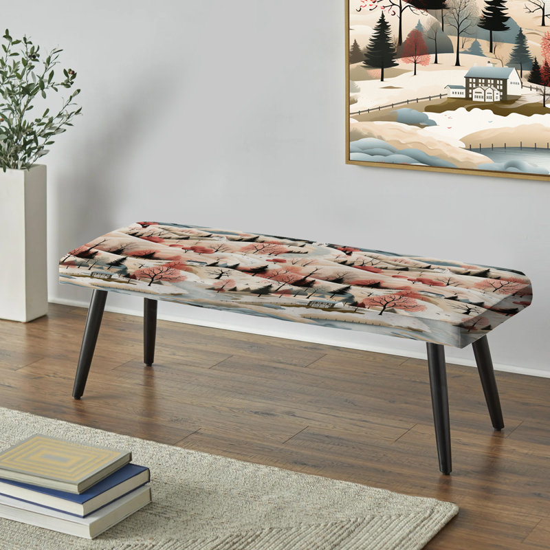 Motif scandinave d'automne - banc rembourré floral noir