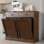 Armoire poubelle à double basculement 15 gallons, finition texturée, rangement caché pour les déchets de cuisine et de salon - noyer-122720882