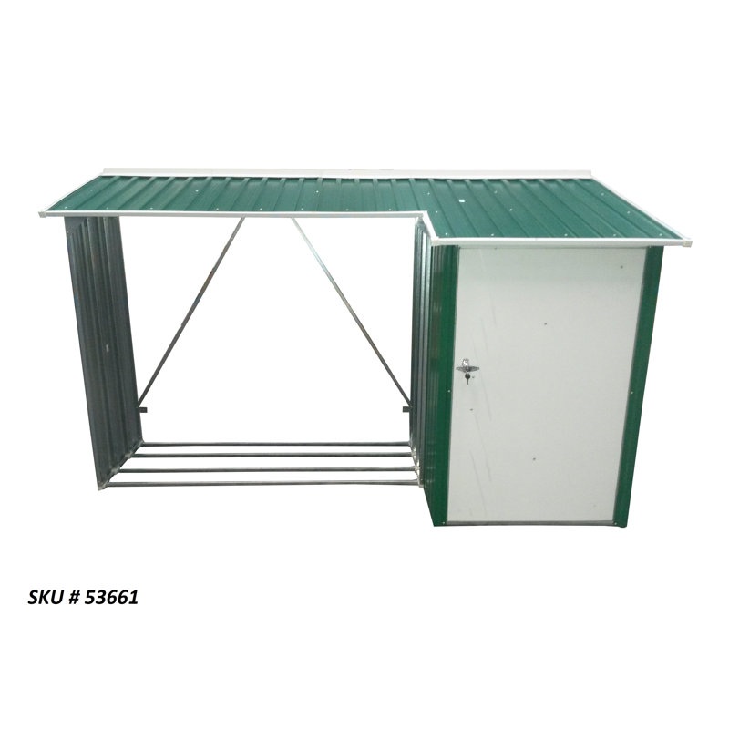 Green and Off-White Metal Lean-to Storage Shed Kit