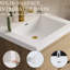 Meuble-lavabo suspendu en chêne naturel de 61 cm (24 po) avec vasque monobloc, préassemblé pour une installation facile, tiroirs à ouverture silencieuse, poids du colis : 47 kg (103,6 lb), hauteur : 72 cm (28,5 po), finition en résine de pierre brillante.