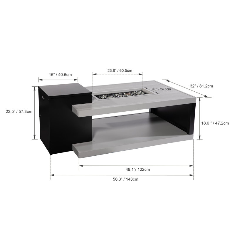 Foyer de table convertible en aluminium Paramount Dray, rectangulaire, noir et gris