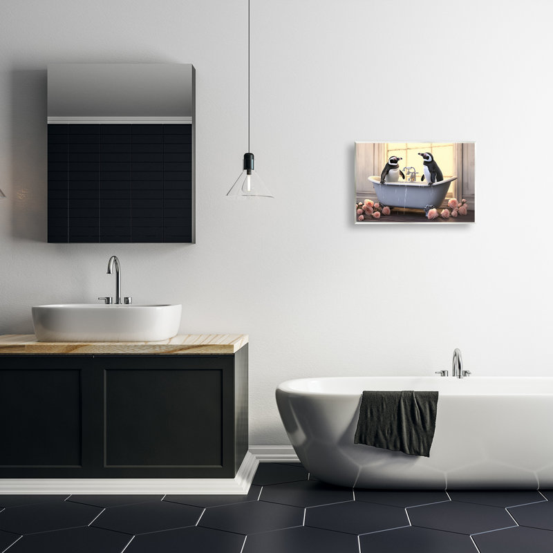 «Penguins Bathing in Tub», art mural par Lazar Studio, H 13 po x l 19 po