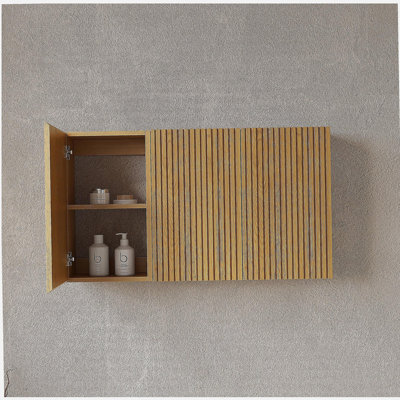 Armoire murale de salle de bain de 41 po, composée de 3 armoires avec portes, pouvant être utilisée en combinaison ou individuellement, convenant à la salle de bain, au salon et à la buanderie, couleur grain de bois de chêne Corolla