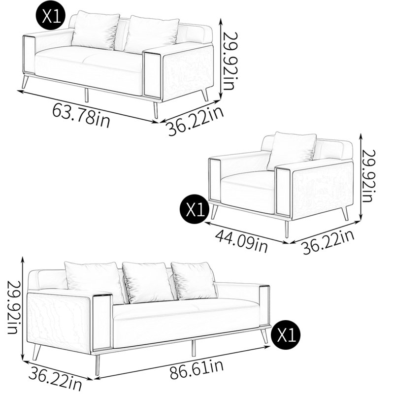 High-end light luxury sofa combination