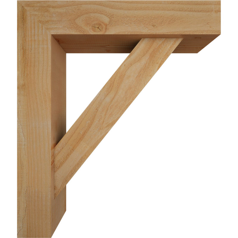 Traditional Block Bracket w/ Offset Brace, 28 x 24, 6"W Douglas Fir (Rough Sawn)