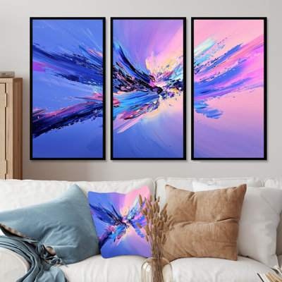 «Galactic Mauve Explosion in Space I», ensemble d'art mural fractal abstrait