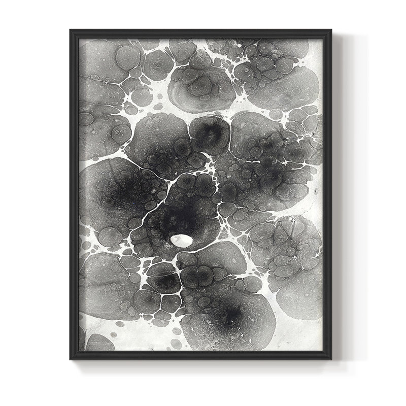 Marbré, reproduction encadrée en bois massif, Noir, noir, noir, noir, H 11 po x l 9 po