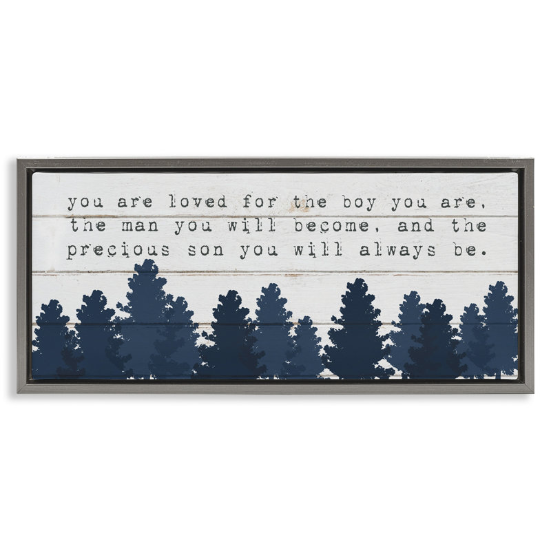 «Precious Son You Are Expression», Cadre flottant gris lustré, H 11 po x l 25 po