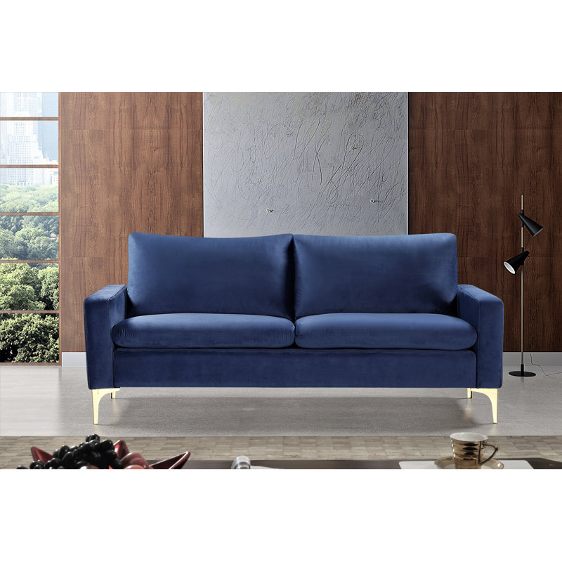 Cottleville 54.72'' Velvet Loveseat, Dark Blue, 33"H x 76" W x 31" D