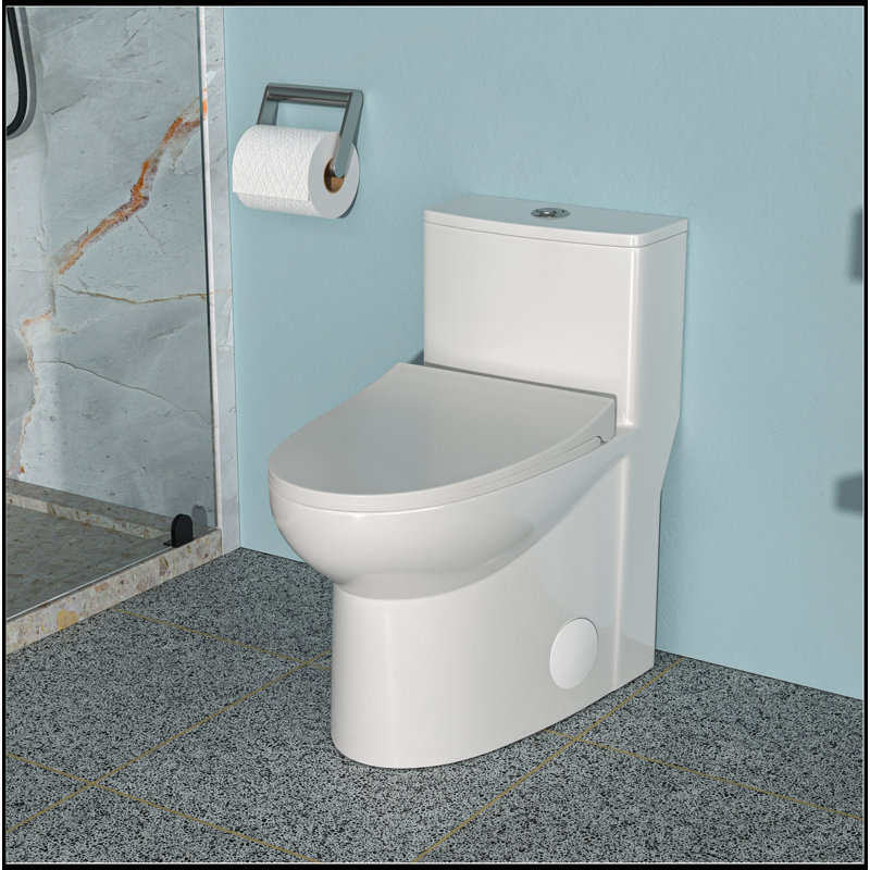 Toilette moderne en céramique une pièce, double chasse avec siège à revêtement doux
