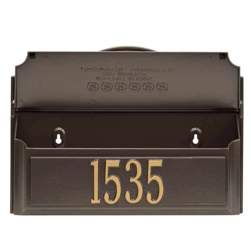 Wall Mounted Mailbox, Brown/Gold, Yes