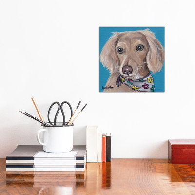 Dachshund With Flower Bandana - Wrapped Canvas Print