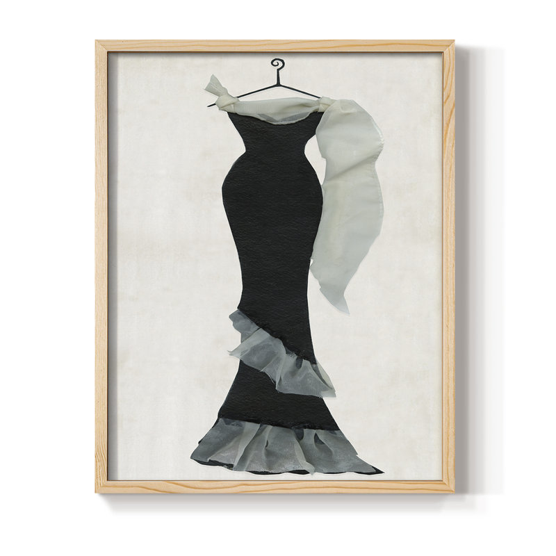 «Black Gown and Tulle II», reproduction encadrée - bois massif, Naturel, H 11 po x l 9 po