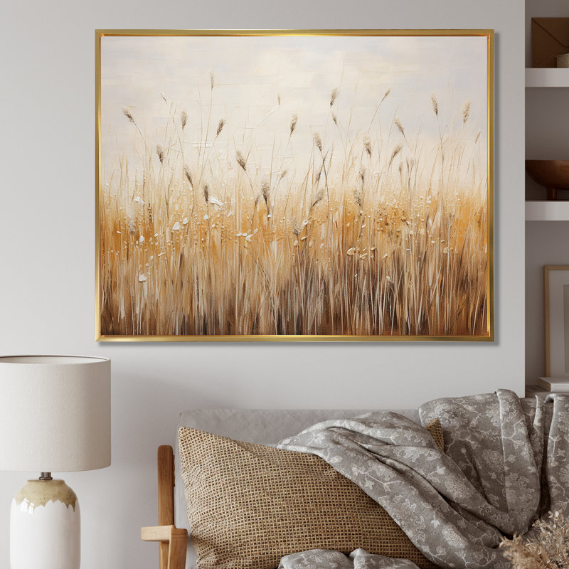 Prairies majestueuses prairies sur toile, Cadre flottant doré, H 34 po x l 44 po x P 1,5 po