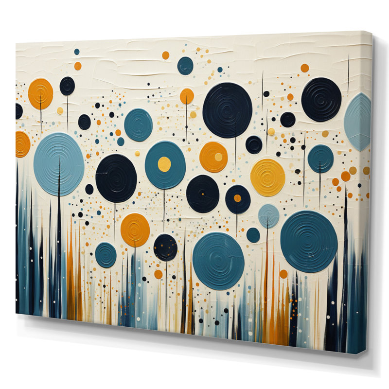 Oasis colorée de style Mid-Century coloré II - impression, H 34 po x l 44 po x P 1,5 po, Toile tendue