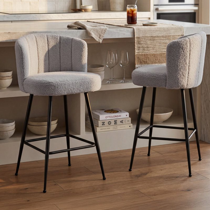 Lacorey 25.2" Counter & Bar Stool with Large Seat and Back, Gray