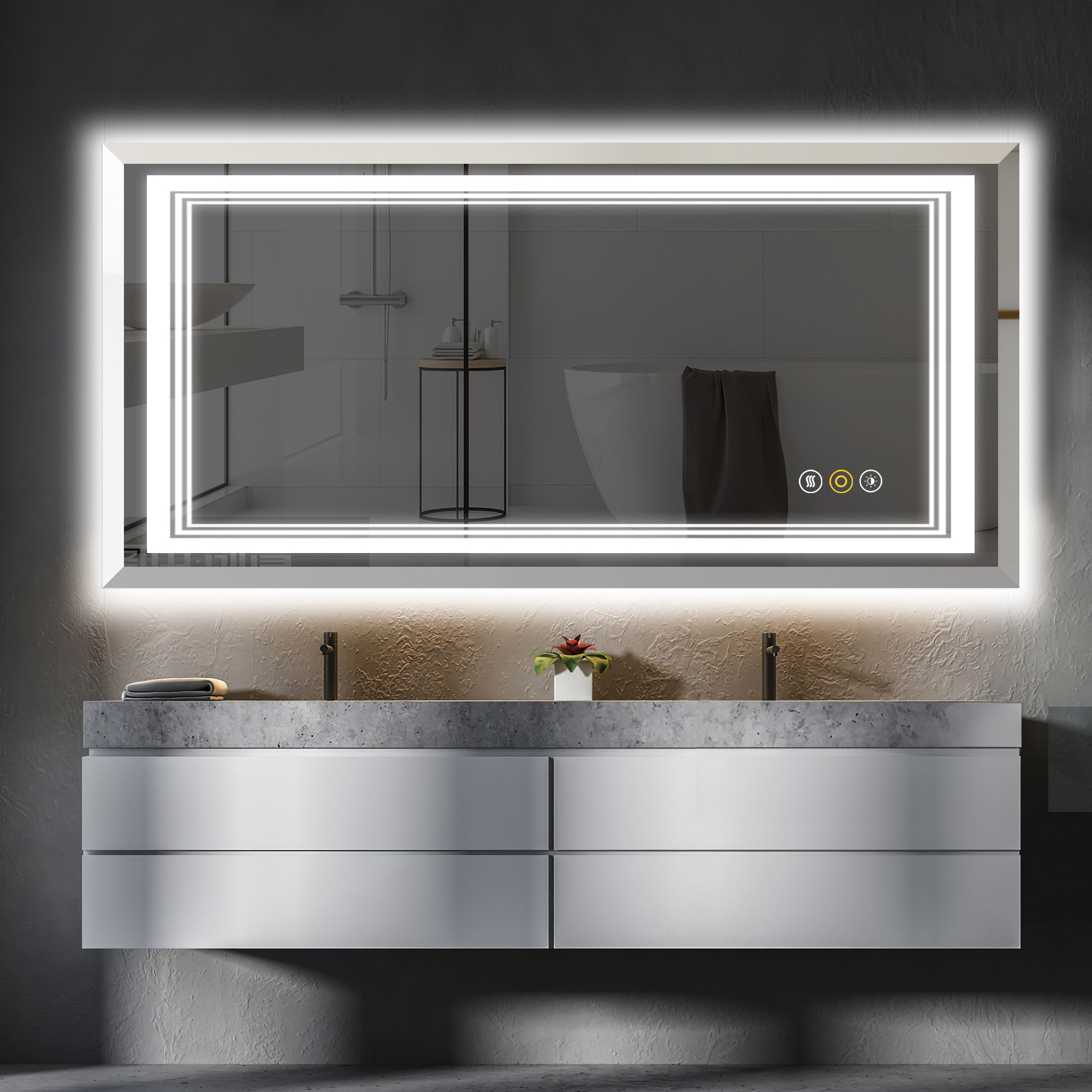 HBEZON Rectangle LED Mirror | Wayfair