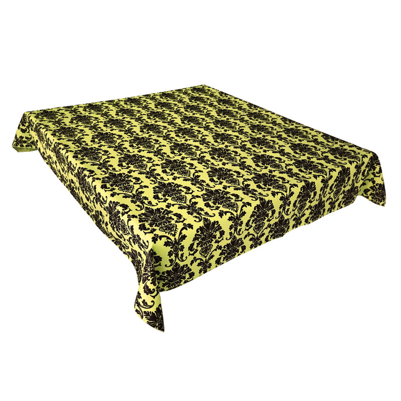 Floral Poplin Damask Tablecloths, 72" Rectangle, Lemon Yellow