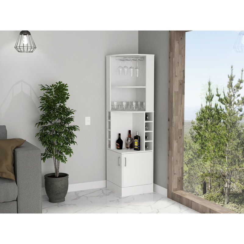 Élégante armoire à 8 barres blanches avec système de tablettes organisées et design fonctionnel, Blanc