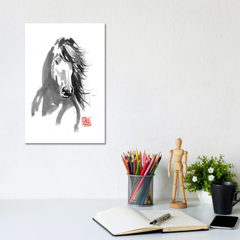 Horse In The Wind by Péchane - Painting on Canvas, Wrapped Canvas, 66.04 cm H x 45.72 cm W x 3.175 cm D