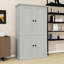 Freestanding Kitchen Pantry Cabinet with Adjustable Shelves, Wine Storage and Built-In Workstation-129514819
