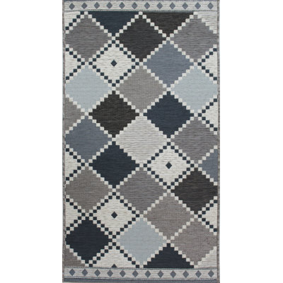 Tapis décoratif géométrique/gris intérieur/extérieur Francine