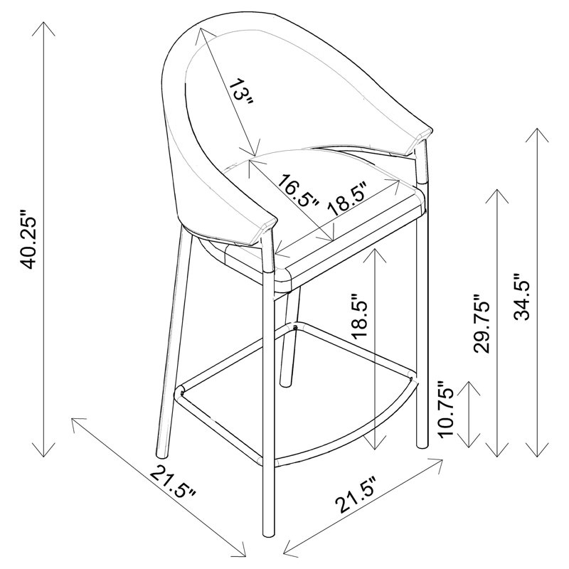 Farlow Upholstered Counter Stool Set of 2 - Metal Frame
