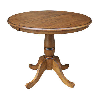Table de salle à manger avec piédestal et à rallonge en bois massif Ingbert