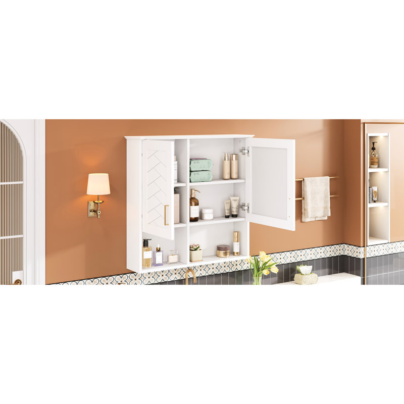 High - Quality Wall Mounted 2 In 1 Bathroom Storage Mirror Cabinet With Adjustable Shelves, Soft Closing Hinges, And Finish Medicine Definition Reflection, Long Lasting Hardware