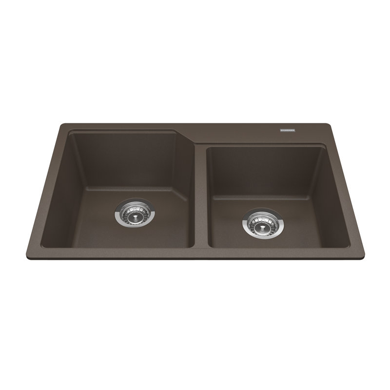 30.69'' L Double Bowl Granite Kitchen Sink, Storm