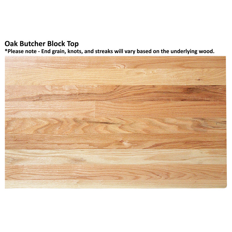 Crownsville Kitchen Island, Oak Butcher Block, Chocolate Mousse