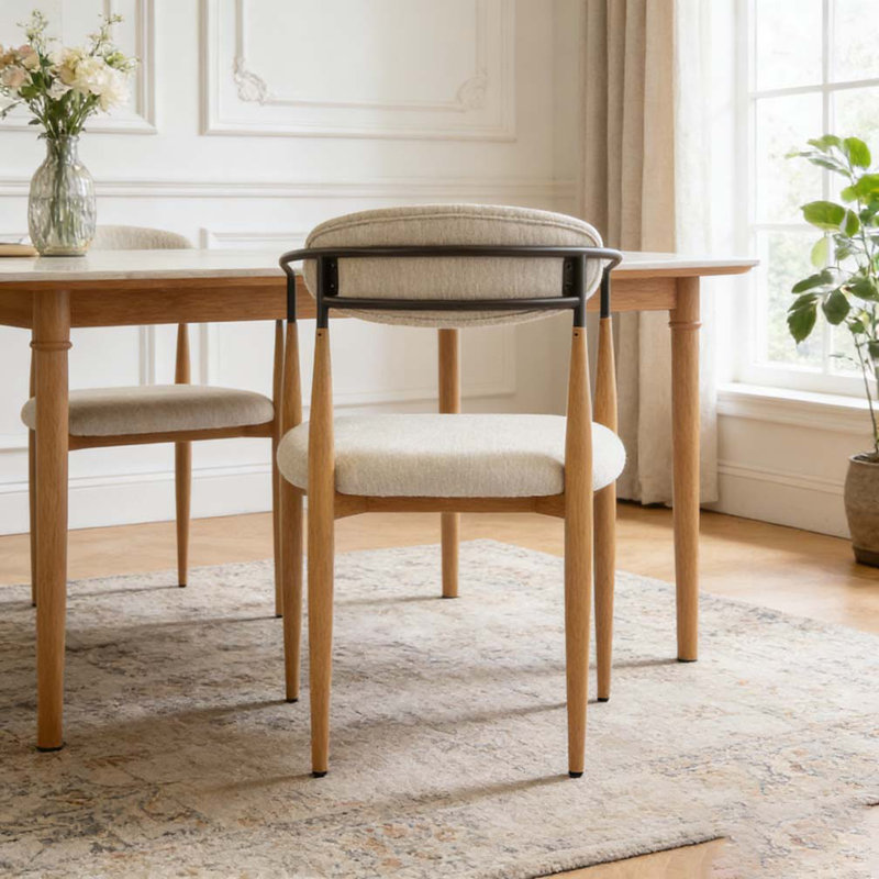 Chaise de salle à manger, Beige + brun clair
